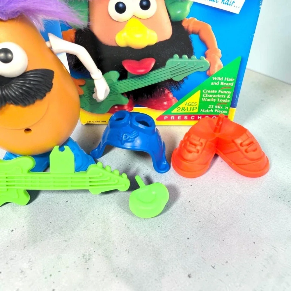 VTG 90's Playskool Crazy Style Mr Potato Head Box Set Purple Hair Guitar 1994